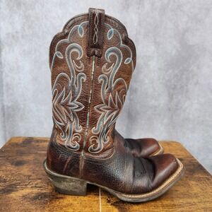 Ariat Western Boots Womens 6 B Brown Leather‎ Rowdy Cowgirl Roper Botas 15825